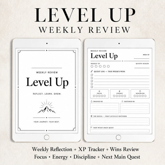 Level Up Weekly Review Journal - Digital PDF Planner