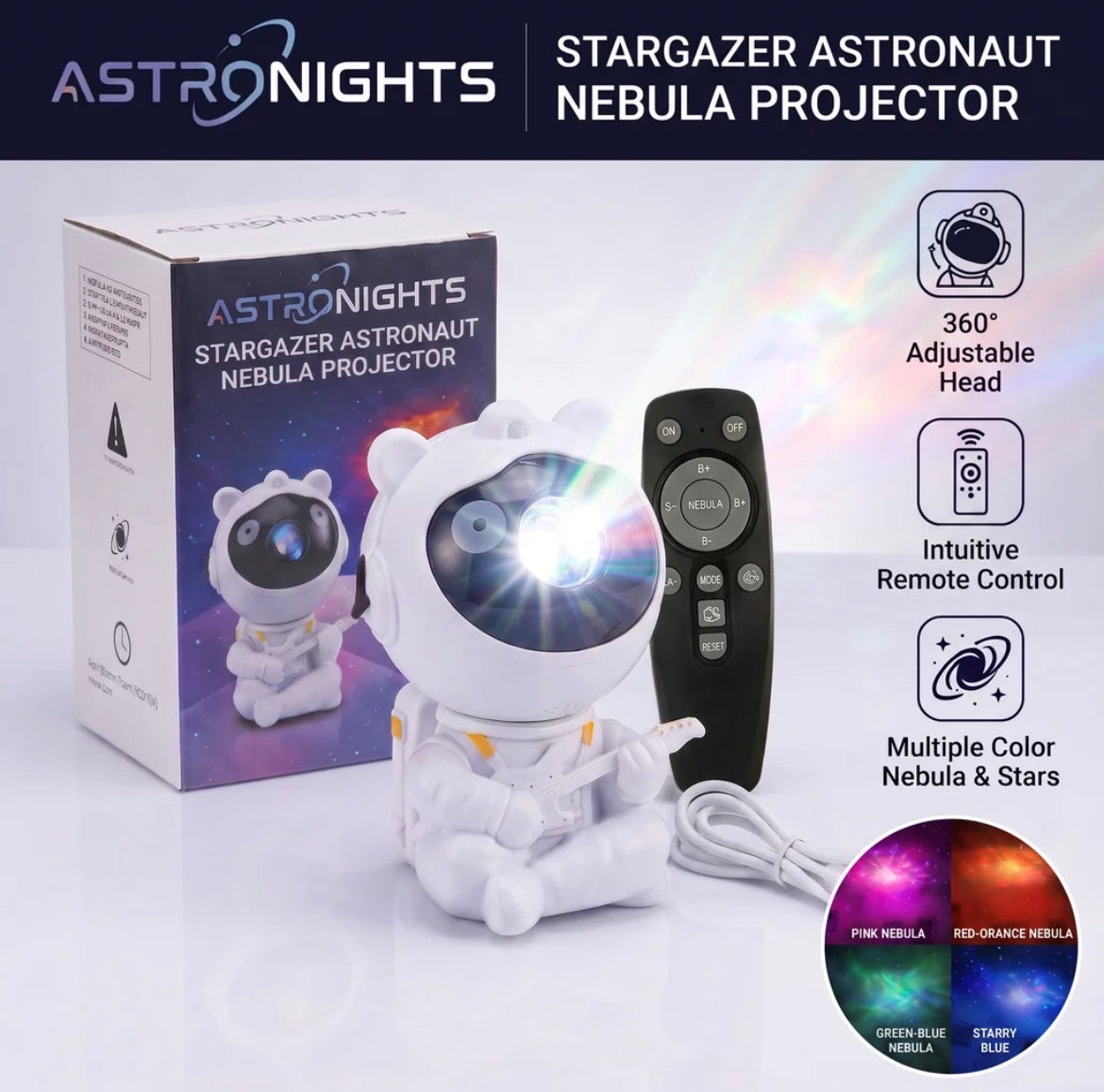 Galaxy Projector – Astronaut Nebula Light | Remote Control