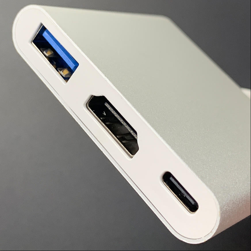 USB-C 3-in-1 Hub Adapter — HDMI + USB 3.0 + PD Charging | For Laptops, MacBooks & Projectors