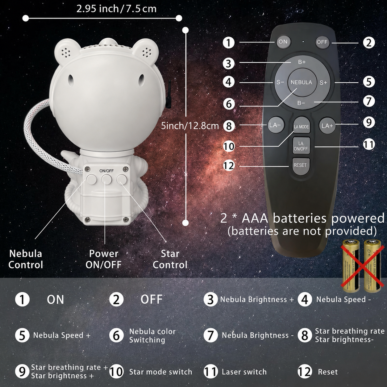 Galaxy Projector – Astronaut Nebula Light | Remote Control