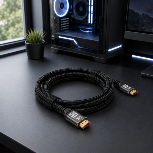 8K HDMI Cable 2m — Braided High-Speed | 8K@60Hz, HDR, Dolby Atmos | For Projectors, Gaming & TV