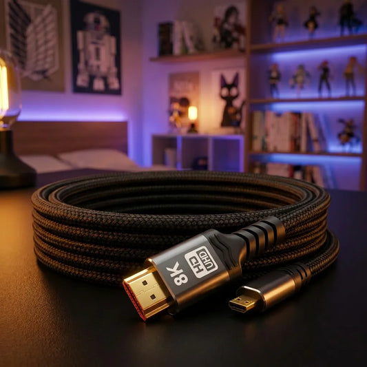 8K HDMI Cable 2m — Braided High-Speed | 8K@60Hz, HDR, Dolby Atmos | For Projectors, Gaming & TV